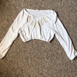 Fancy White long sleeve crop top